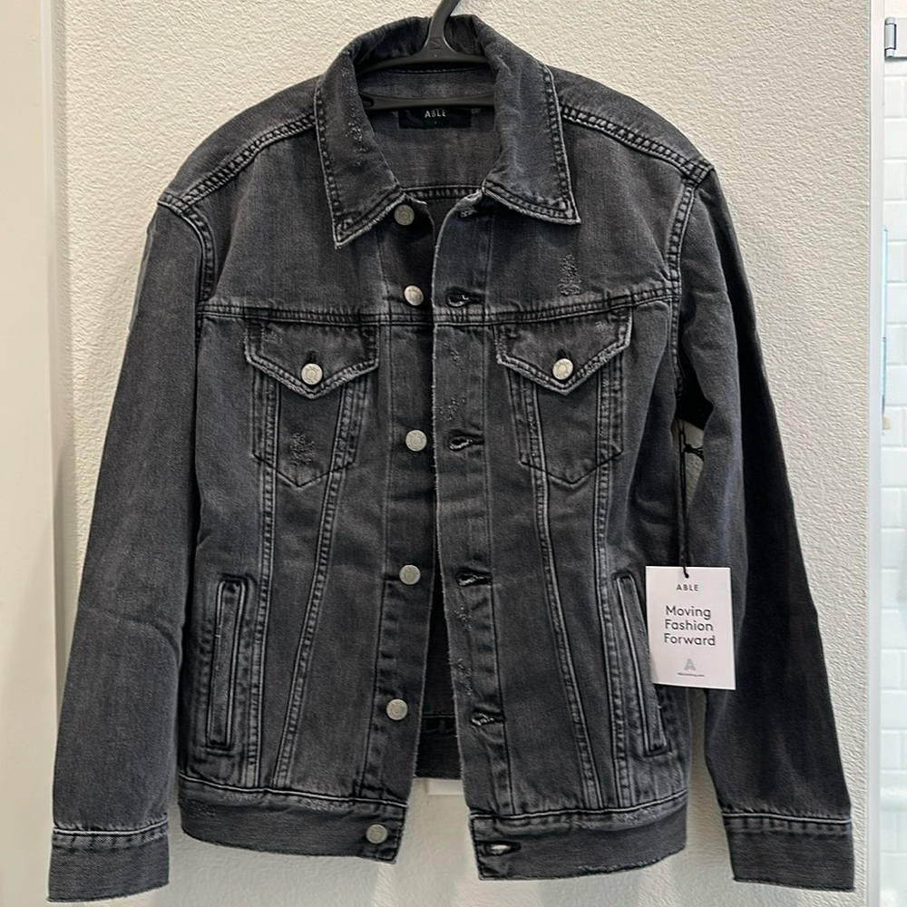 NWT Able Merly Jean Jacket in washed black. Size small.